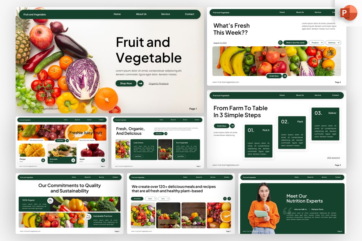 Template PowerPoint Menarik untuk Hidup Sehat dengan Buah dan Sayuran