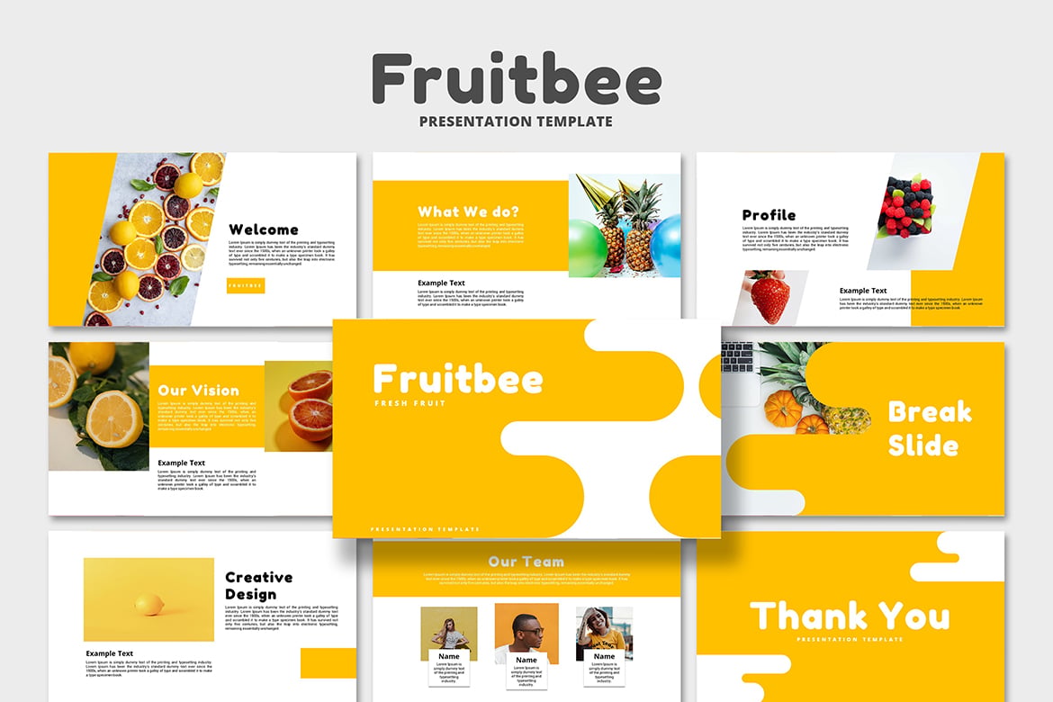 Template PowerPoint Fruitbee - Kreatif dan Modern untuk Presentasi Anda
