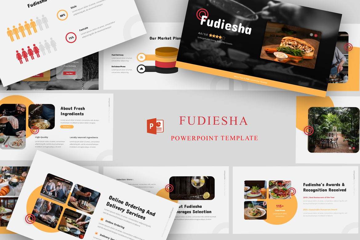 Fudiesha - Template PowerPoint Restoran yang Menawan