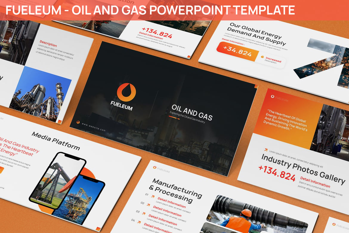 Fueleum - Template Presentasi PowerPoint Energi Minyak dan Gas