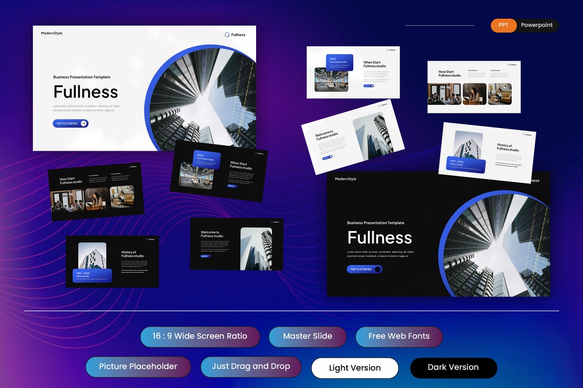 Template Presentasi PowerPoint Fullnes untuk Bisnis yang Menarik