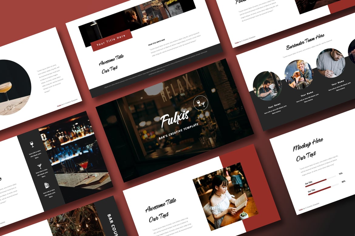 Template Presentasi PowerPoint Fulxis Bars yang Kreatif dan Minimalis