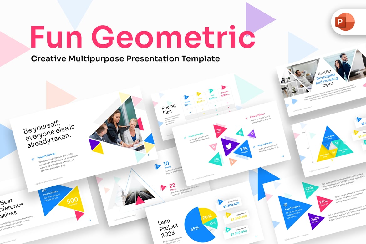 Template Presentasi PowerPoint Geometris yang Menarik dan Kreatif