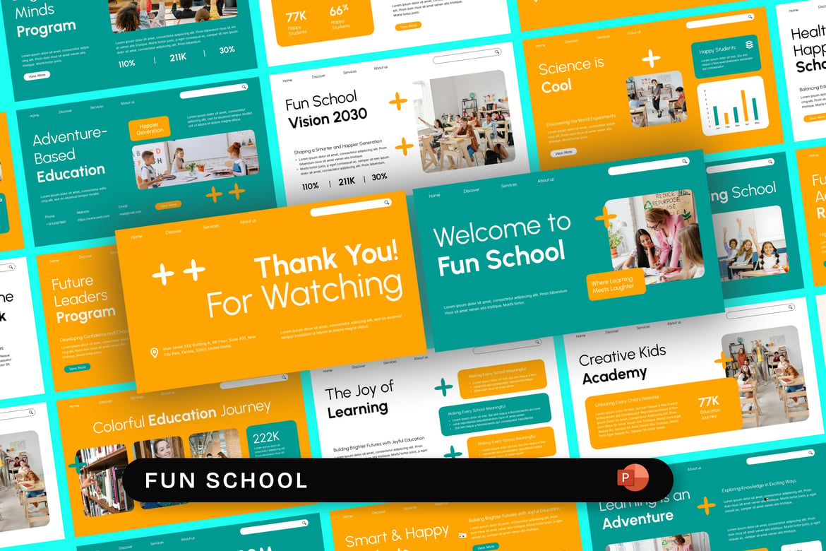 Template Presentasi PowerPoint Sekolah yang Menyenangkan