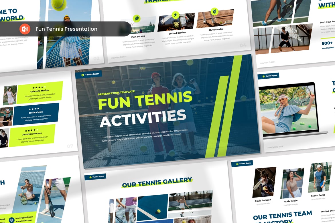 Template Presentasi PowerPoint Tenis yang Menyenangkan