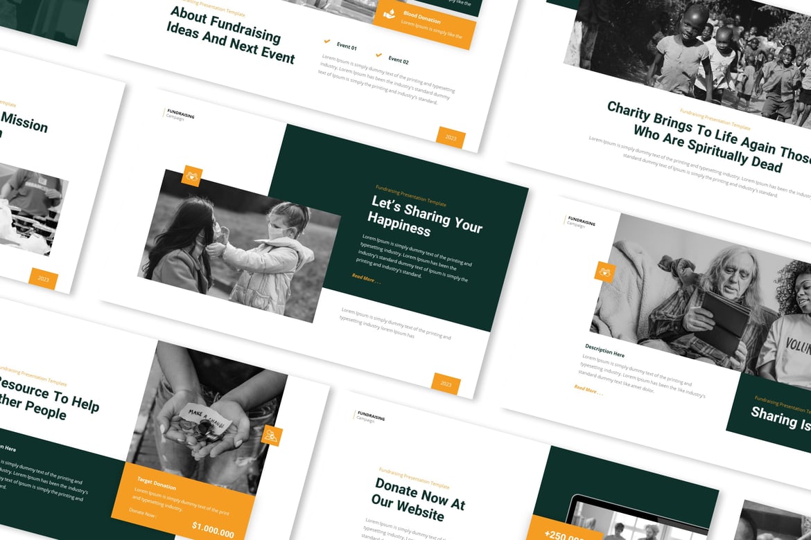 Template Powerpoint Kampanye Penggalangan Dana yang Menarik