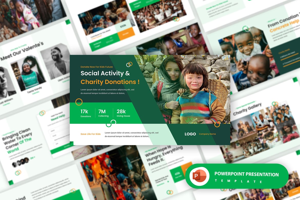 Template Presentasi PowerPoint Amal yang Menarik dan Profesional