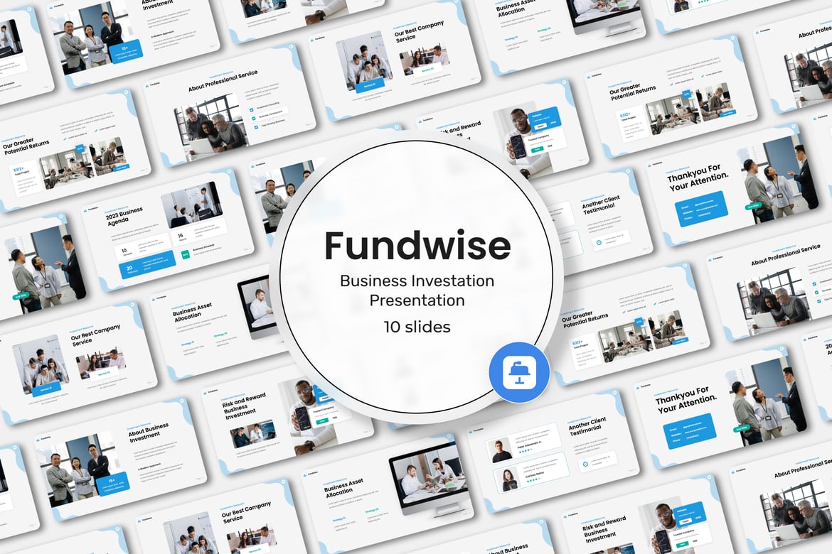 Template PowerPoint Investasi Bisnis Fundwise yang Menarik