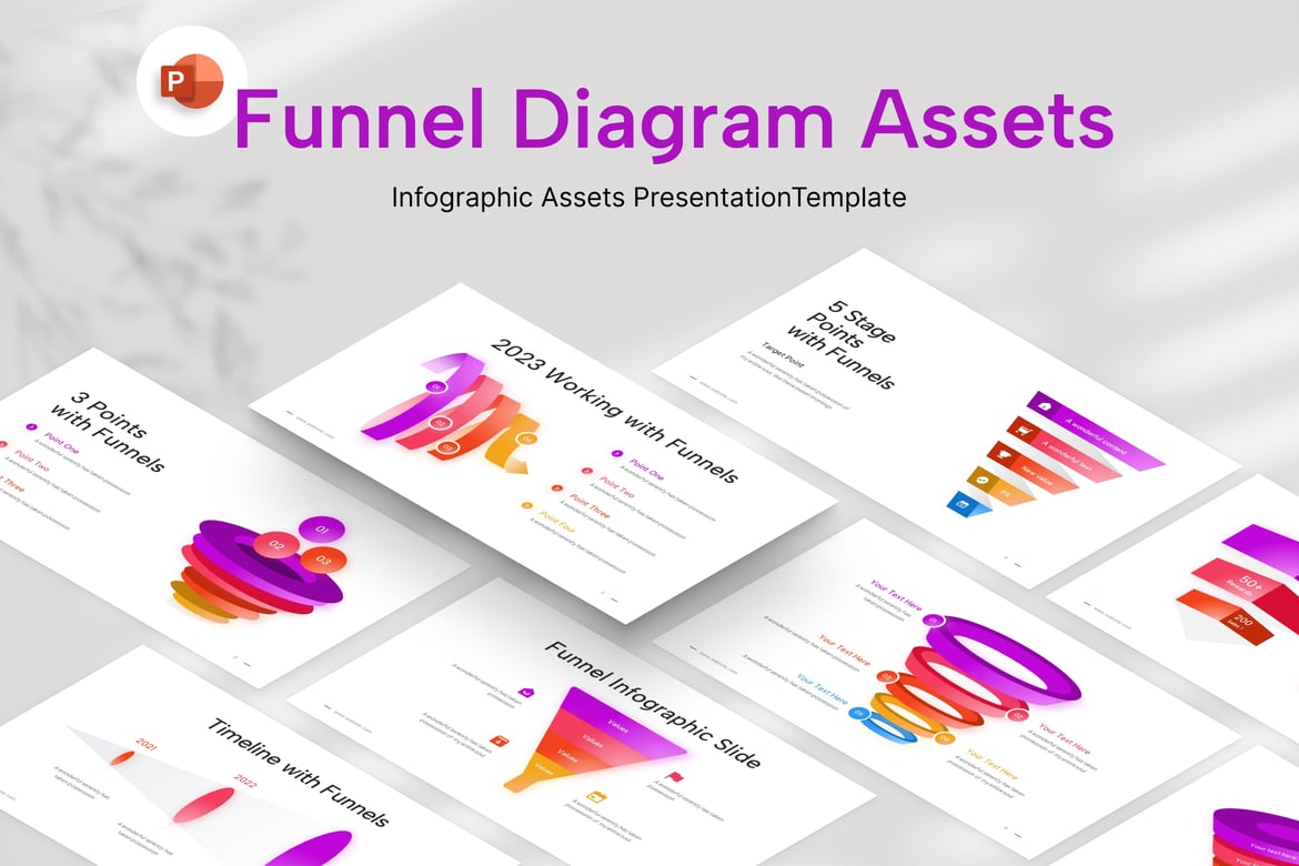Template Presentasi PowerPoint Infografis Aset Funnel yang Menarik