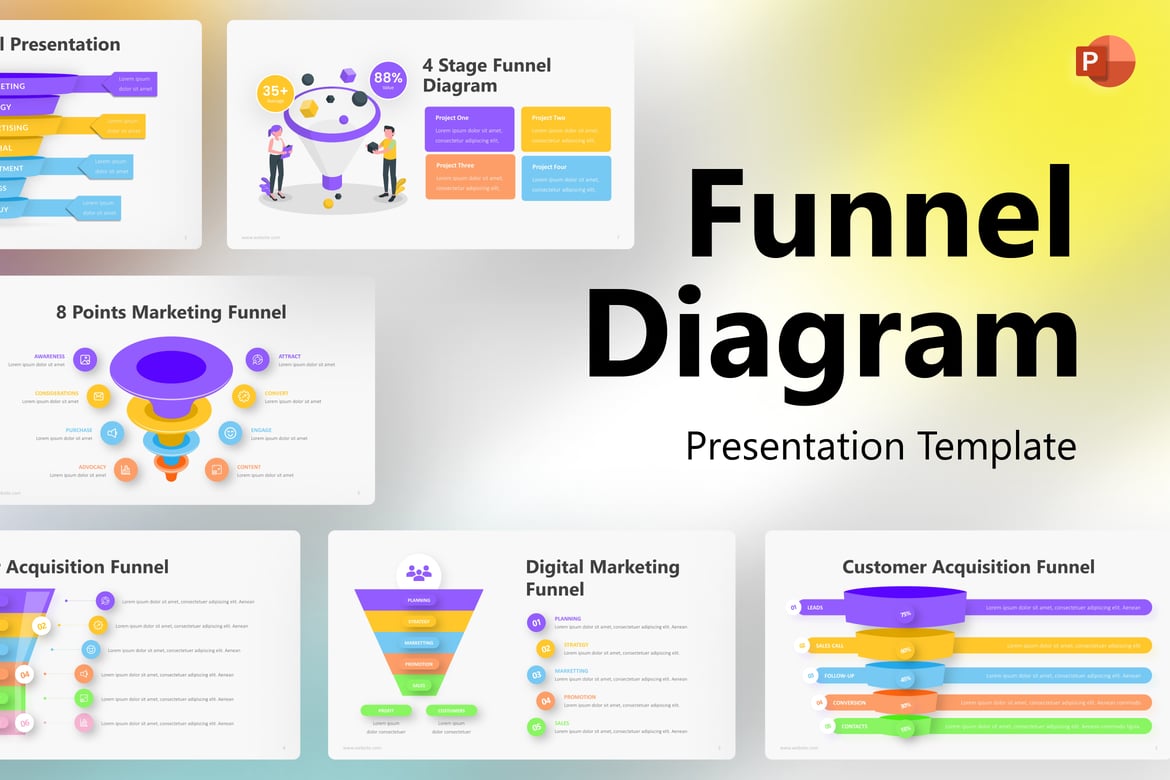 Template PowerPoint Diagram Funnel yang Elegan dan Fleksibel