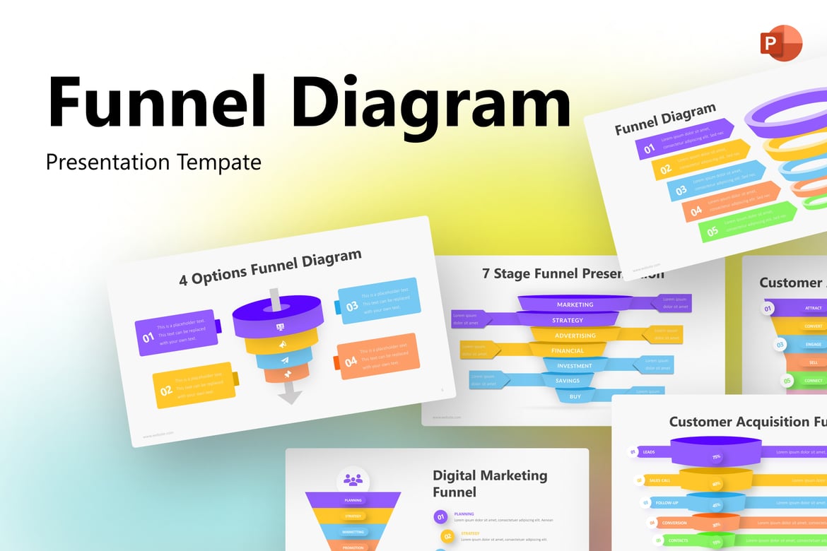 Template PowerPoint Diagram Funnel yang Modern dan Elegan