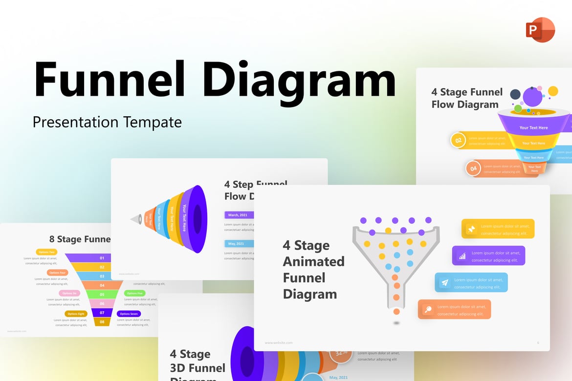 Template PowerPoint Diagram Funnel yang Modern dan Elegan