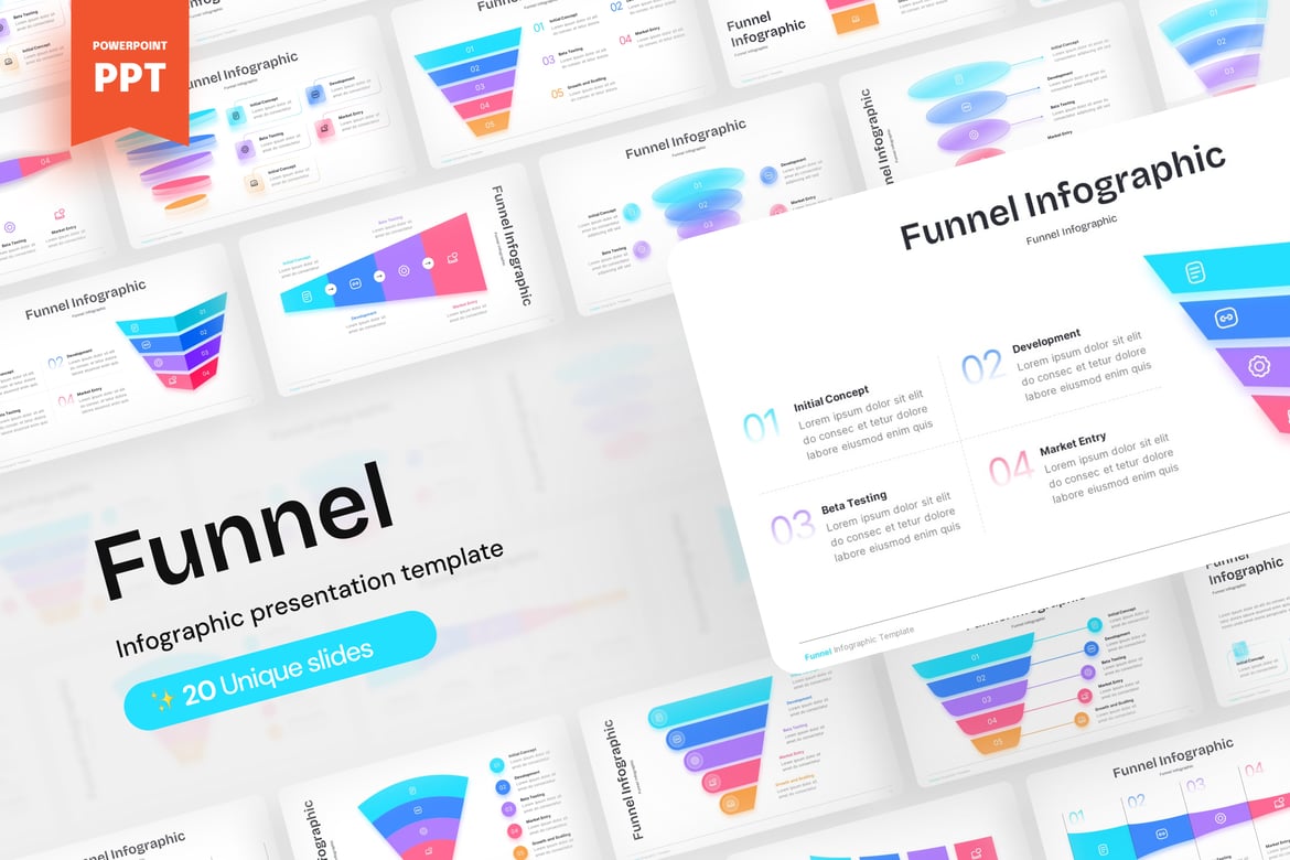 Template PowerPoint Infografis Funnel yang Menarik dan Profesional