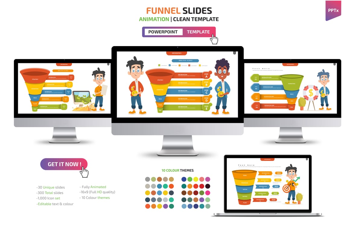 Template PowerPoint Funnel Kreatif untuk Presentasi Anda