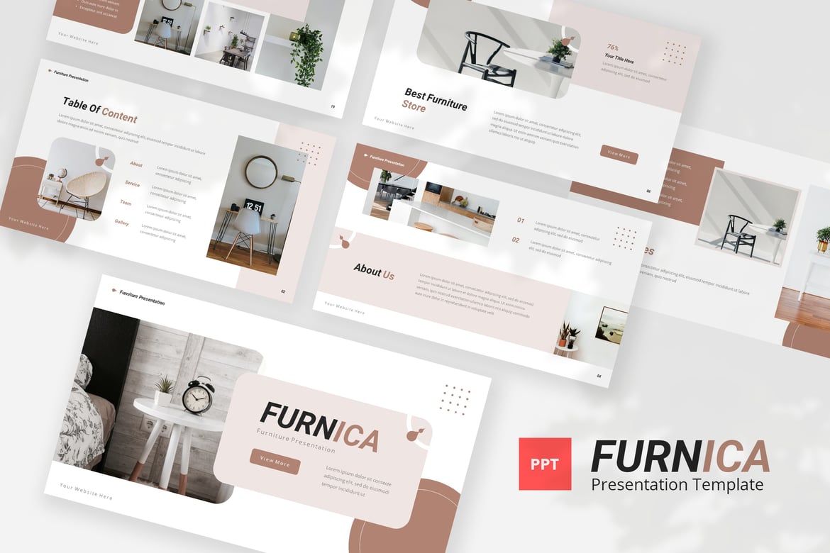 Furnica — Template Presentasi PowerPoint untuk Furniture yang Elegan