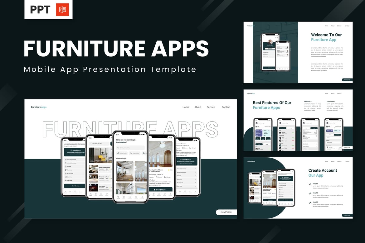 Template PowerPoint Aplikasi Furnitur - Solusi Presentasi Kreatif