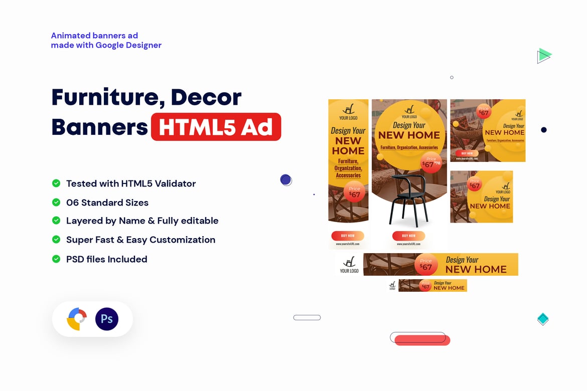 Template Iklan HTML5 untuk Furnitur dan Dekorasi yang Menarik