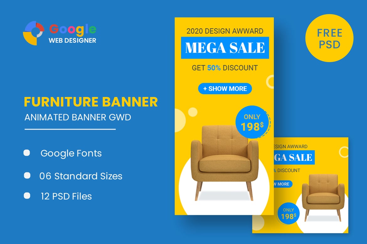 Template Web Banner Iklan Google AdWords untuk Furniture