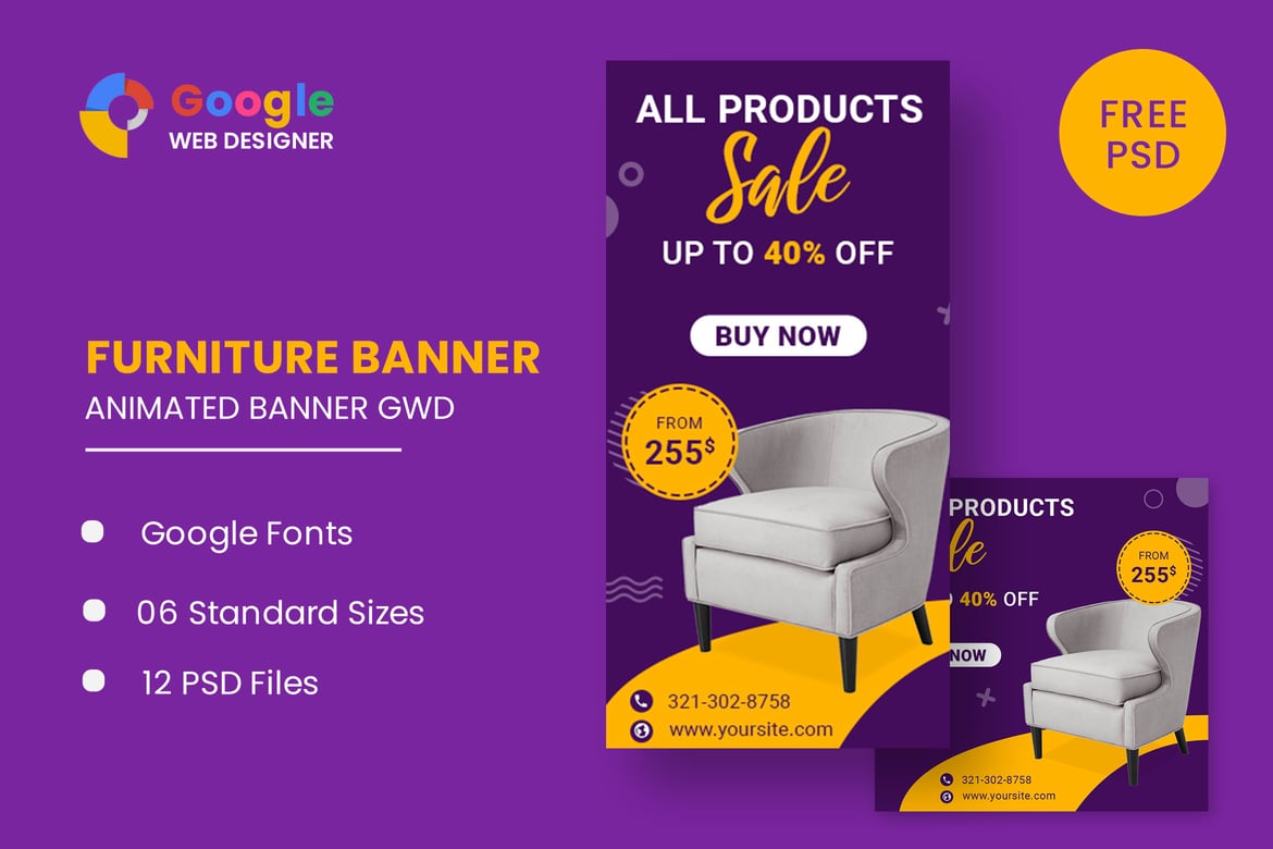 Template Iklan Banner HTML5 untuk Furniture di Google Adwords