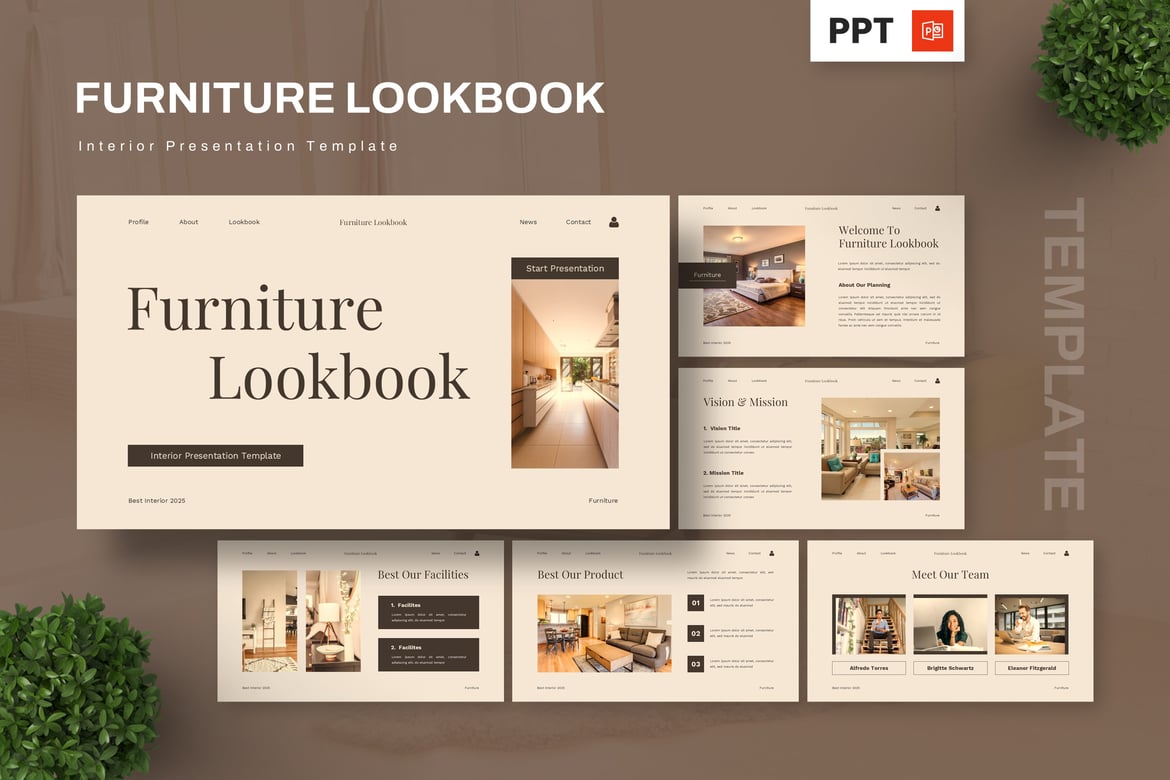 Template Presentasi Powerpoint Lookbook Furniture yang Menawan