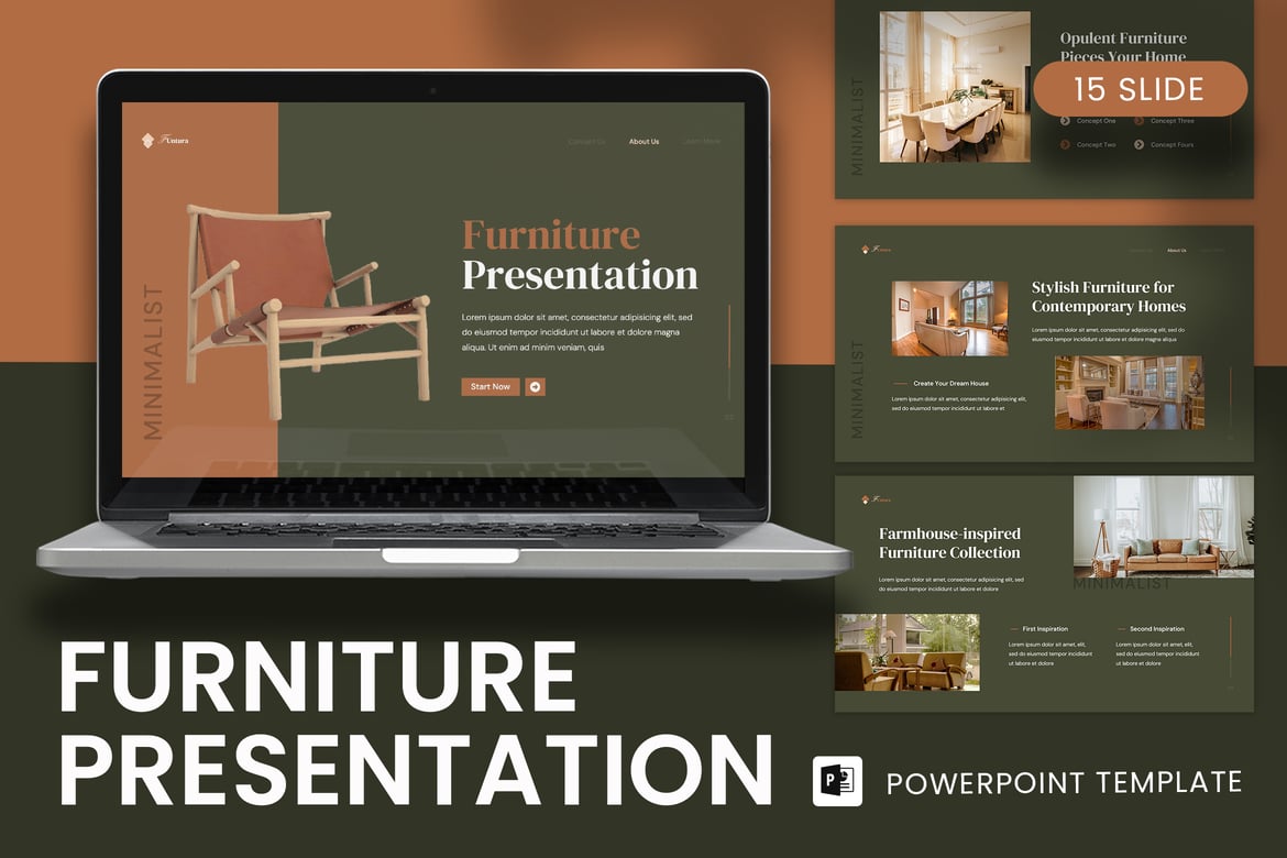 Template Presentasi Powerpoint Furniture yang Menarik