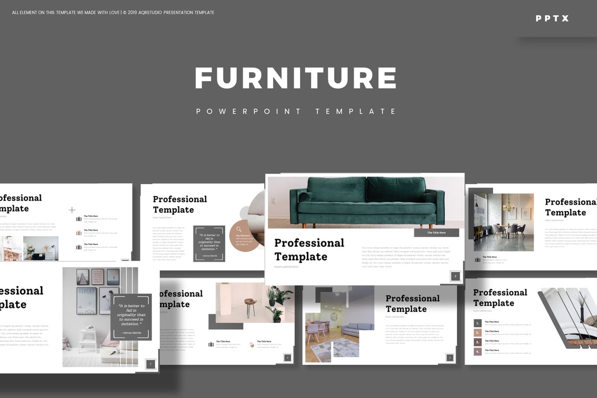 Template Presentasi PowerPoint Desain Furniture yang Menarik