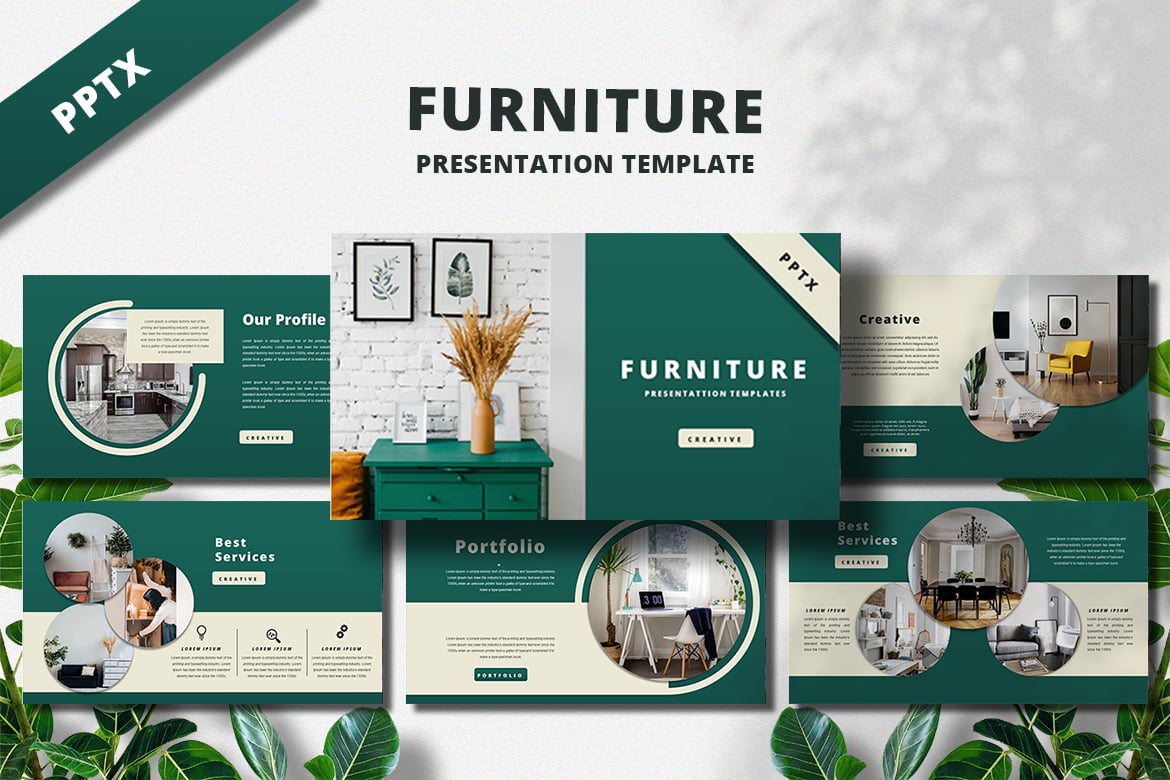 Template Presentasi PowerPoint Furniture yang Modern dan Kreatif