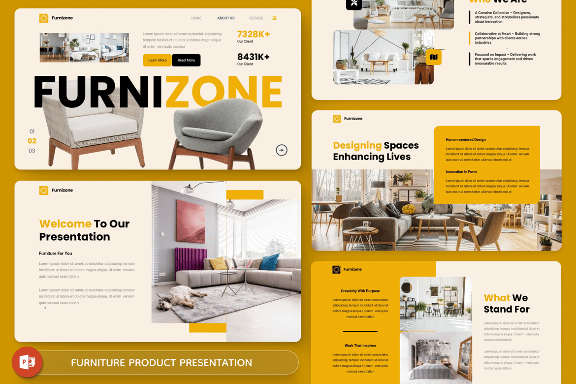 Template Presentasi PowerPoint Produk Furniture yang Menarik