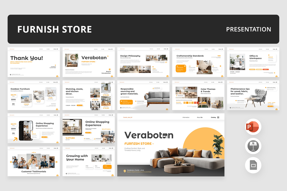 Template Presentasi PowerPoint Furnish Store untuk Toko Furnitur
