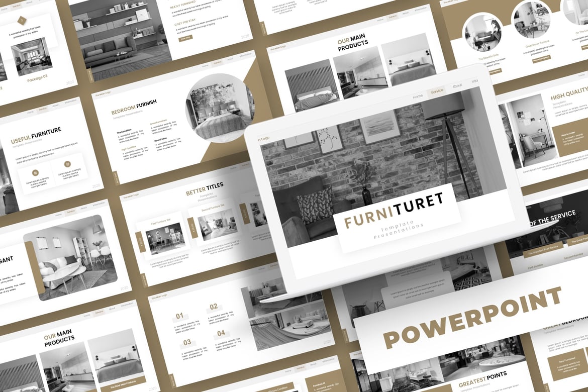 Template PowerPoint Furnituret - Penyajian Profesional untuk Semua Kebutuhan
