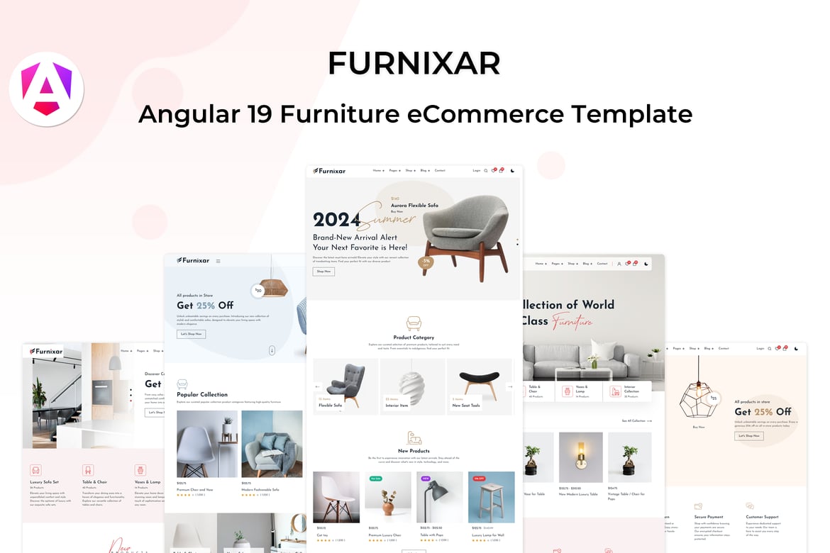 Furnixar - Template Website E-Commerce Furniture Angular 19 yang Modern