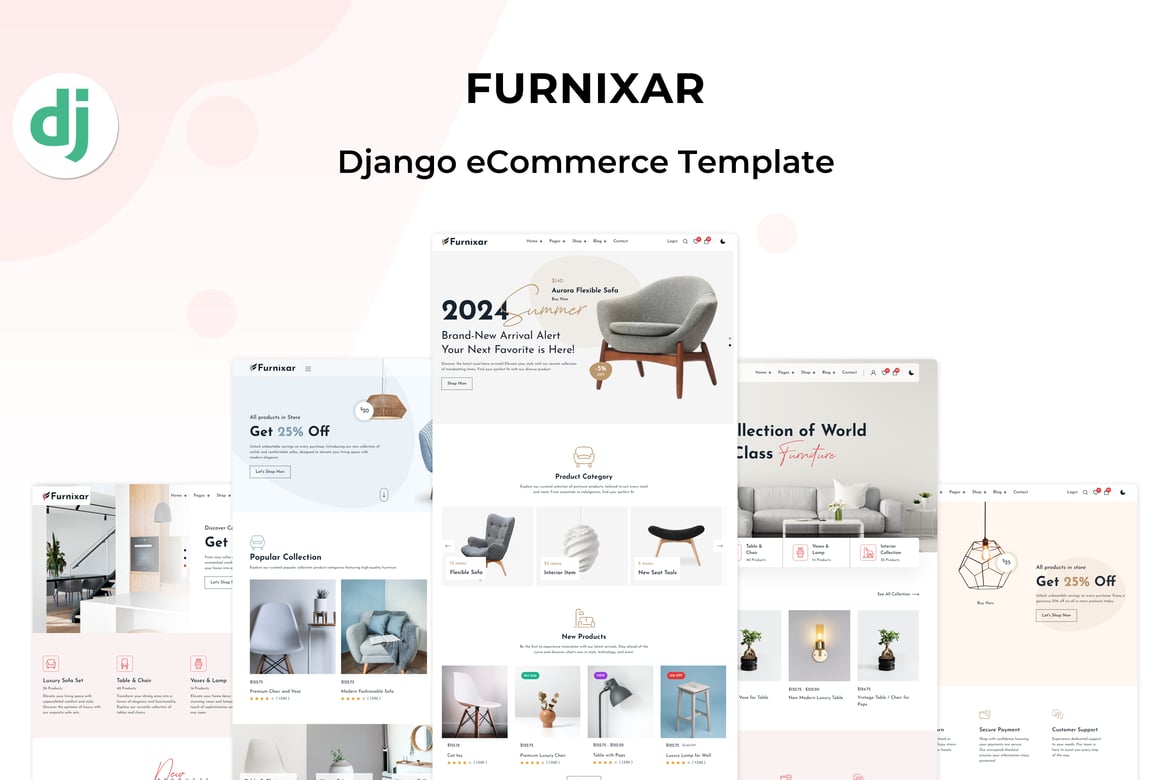 Furnixar - Template Website eCommerce Furniture Modern untuk Django