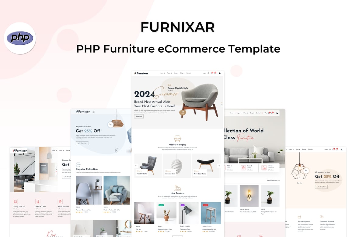Furnixar - Template Website eCommerce PHP untuk Toko Furniture Modern