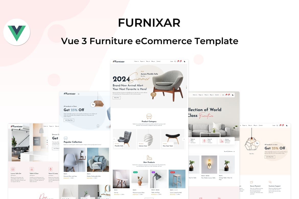 Furnixar - Template Website eCommerce Furniture Vue 3 Modern