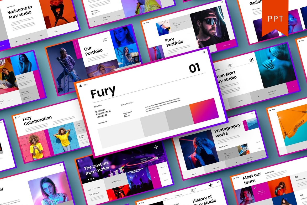 Fury – Template PowerPoint Bisnis yang Menarik