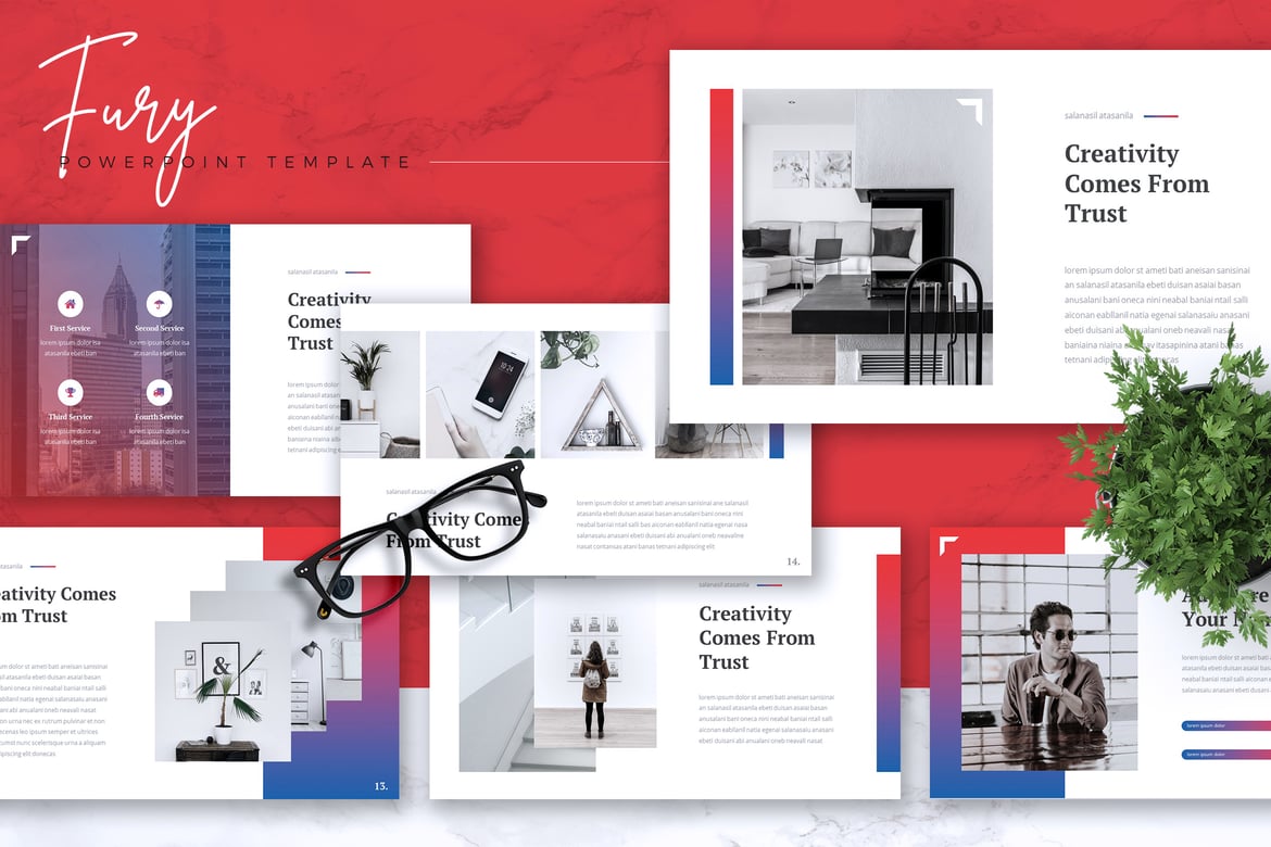 FURY - Template PowerPoint Kreatif untuk Presentasi Profesional