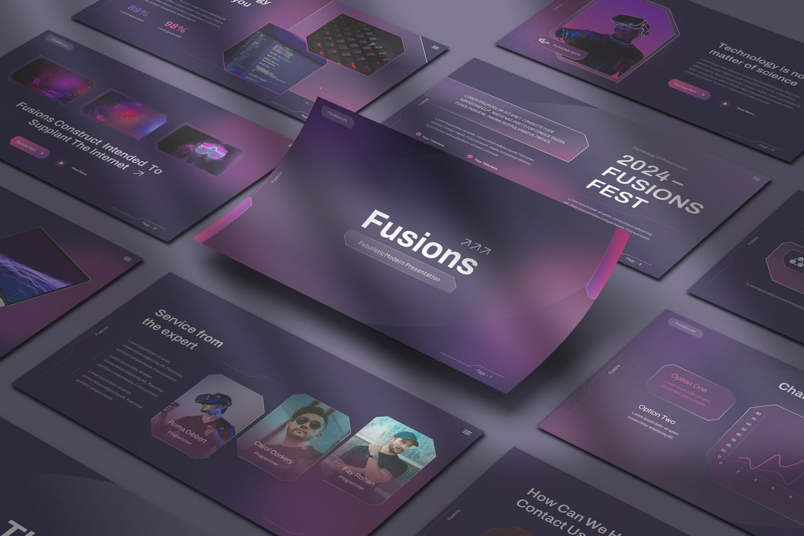 Fusions - Template Presentasi Modern Futuristik untuk PowerPoint