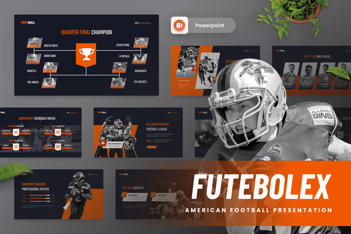 Futebolex - Template Powerpoint Sepak Bola Amerika yang Menarik