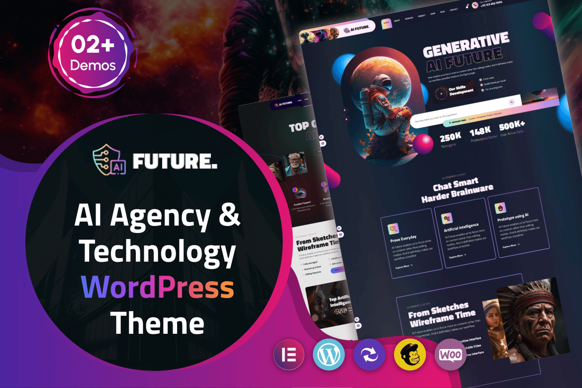 Tema WordPress Futuristik - Agensi AI & Teknologi yang Fleksibel dan Modern