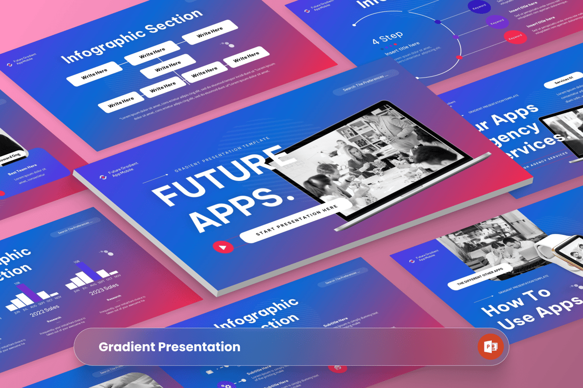 Template Presentasi PowerPoint Gradient Masa Depan yang Menarik