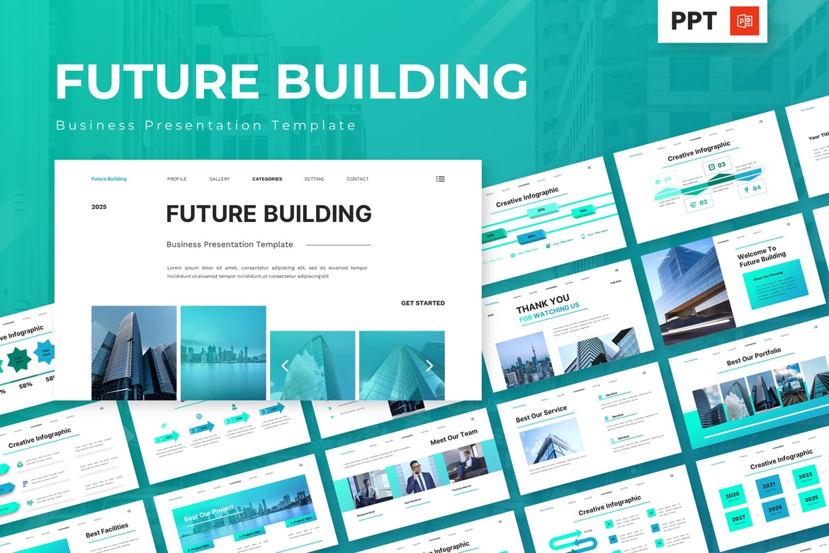 Template PowerPoint Bisnis Masa Depan - Solusi Presentasi Profesional