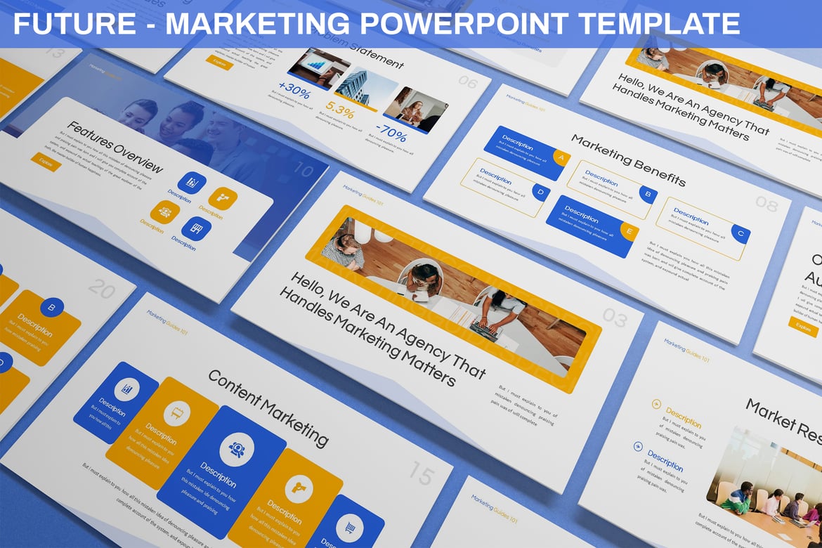 Template PowerPoint Panduan Pemasaran Masa Depan yang Menarik