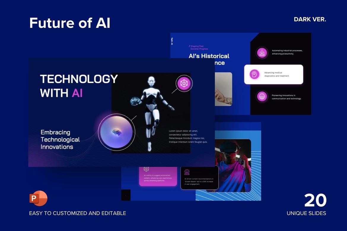 Template Presentasi Powerpoint AI Masa Depan - Versi Gelap