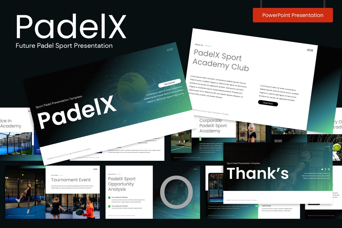 Template Presentasi Padel Sport Masa Depan yang Menarik