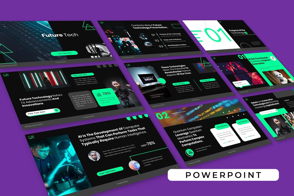Template Presentasi Digital Future Tech - PowerPoint Profesional