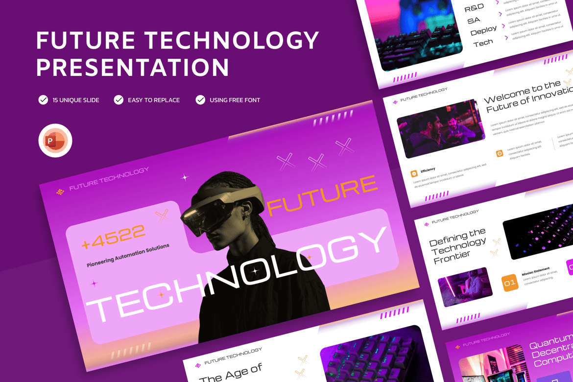 Template Powerpoint Teknologi Masa Depan yang Menarik