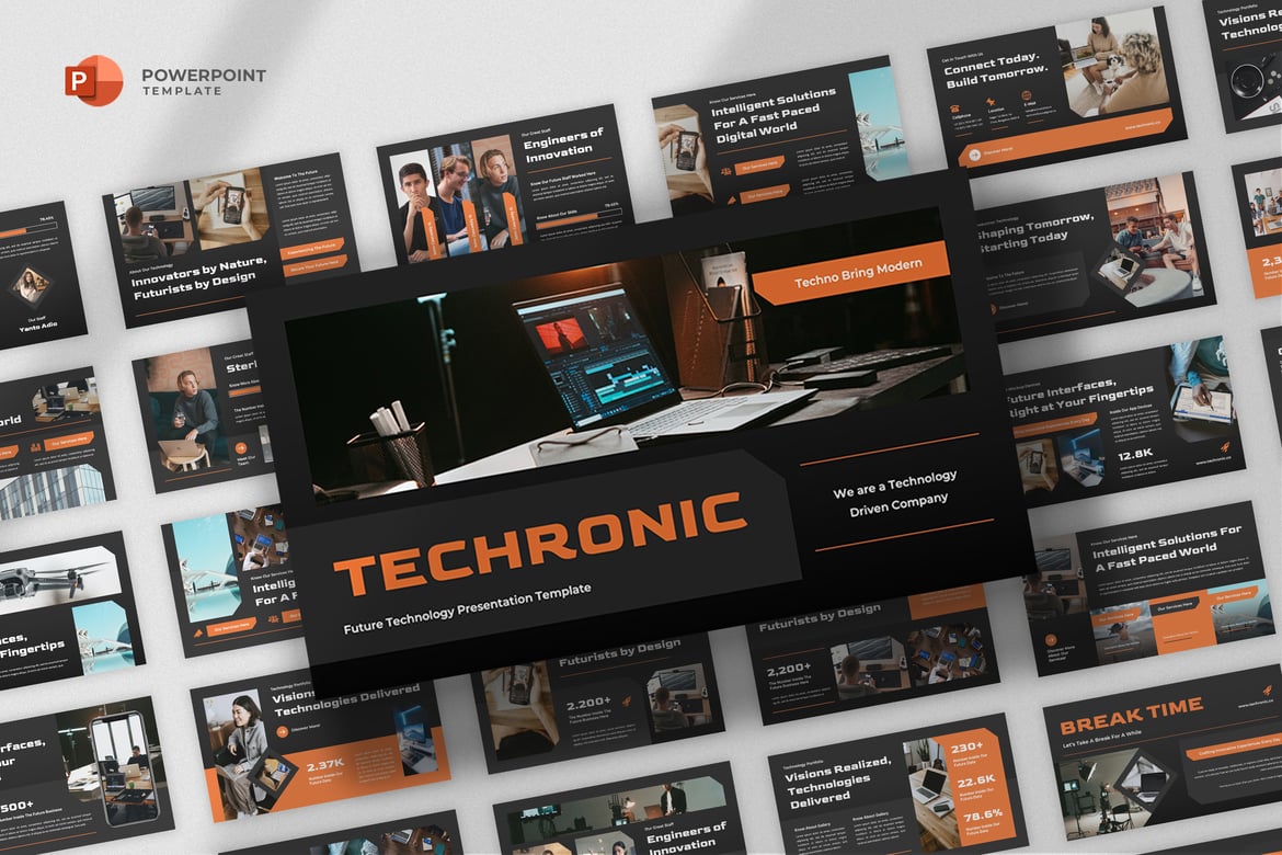 Template Powerpoint Teknologi Masa Depan yang Futuristik