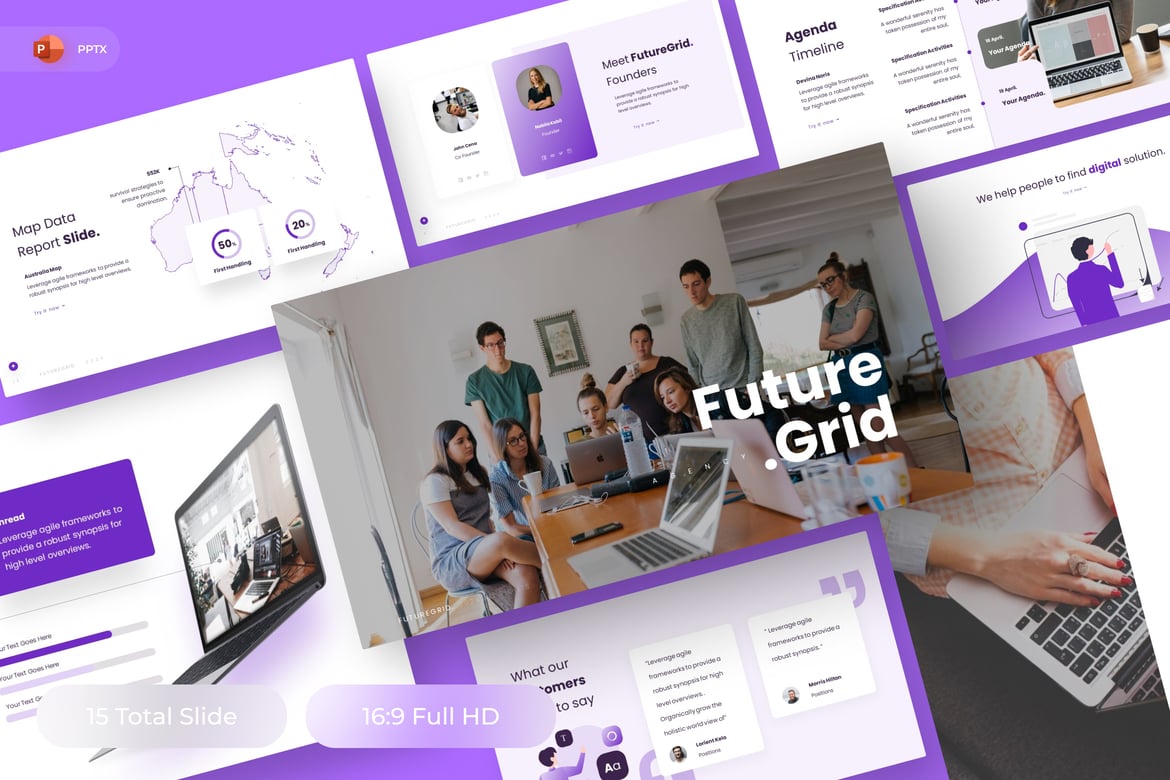FutureGrid - Template Presentasi Pemasaran yang Menarik
