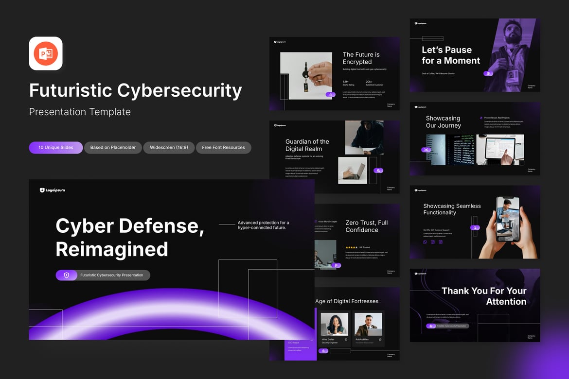 Template Presentasi Cybersecurity Futuristik yang Menarik