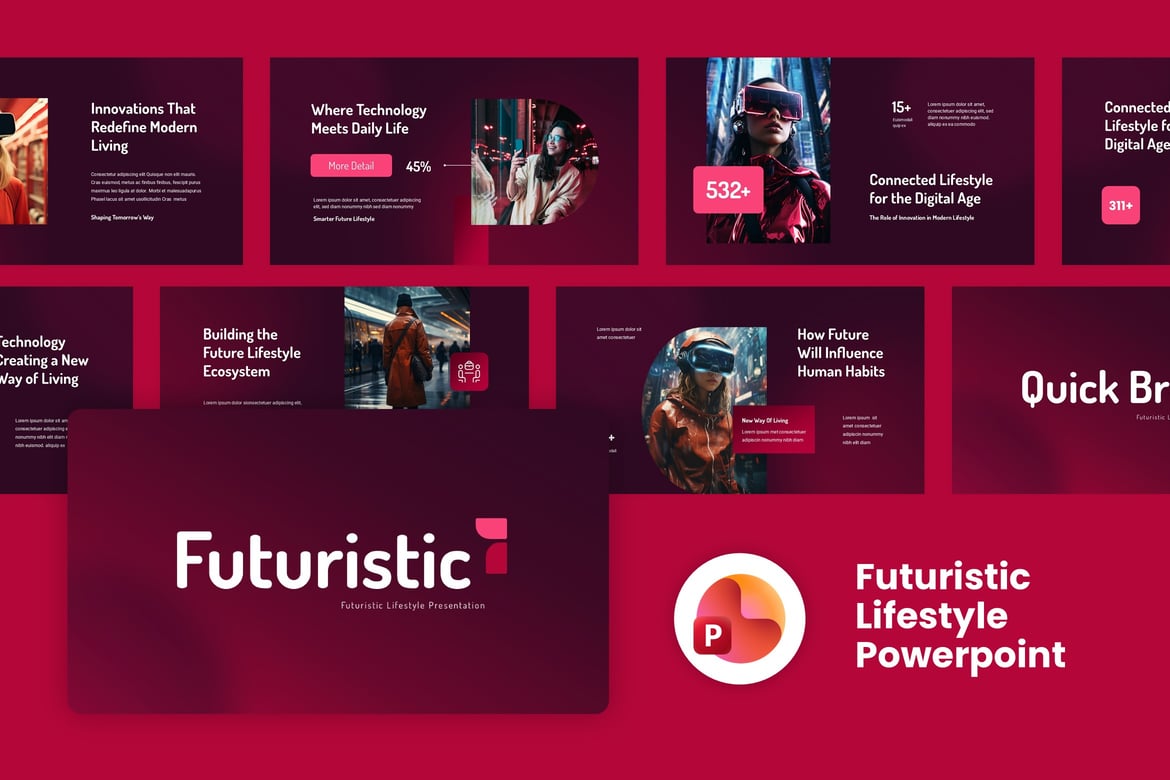 Template Powerpoint Gaya Futuristik yang Menarik